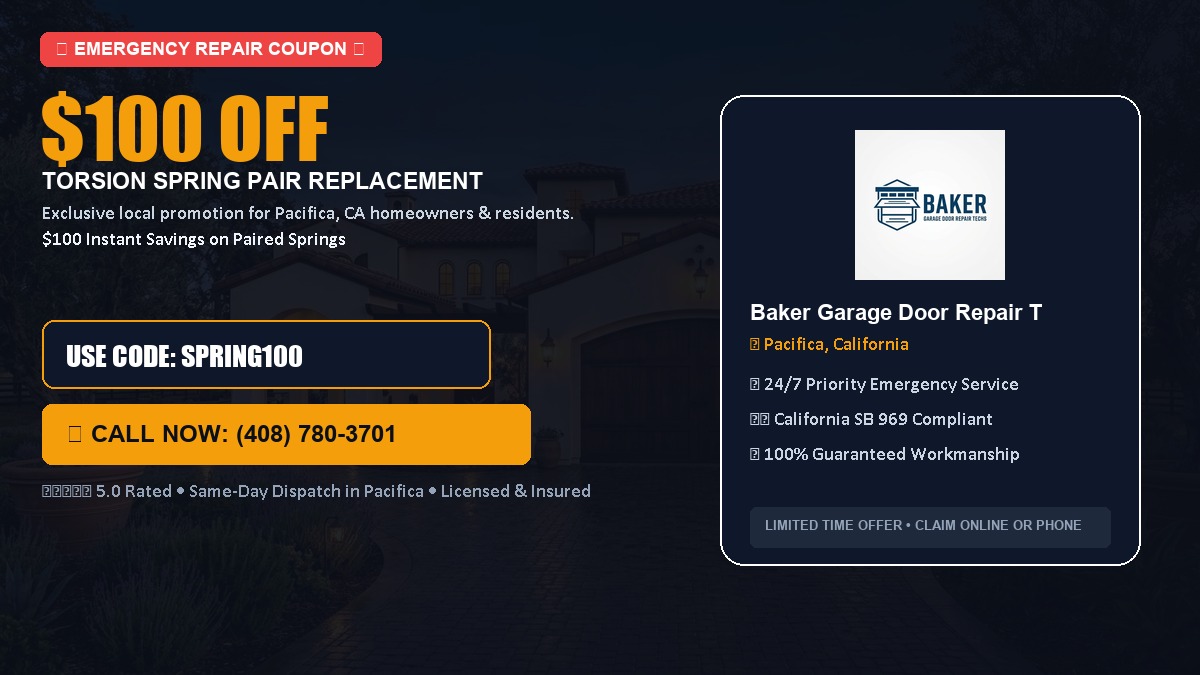 $100 OFF Heavy-Duty Torsion Spring Pair Replacement in Pacifica, CA